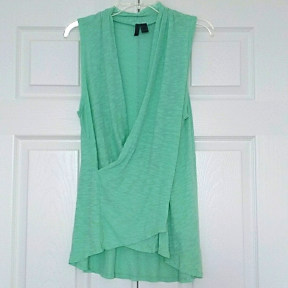 Left of Center (Wilt) Green Sleeveless Crossover Top